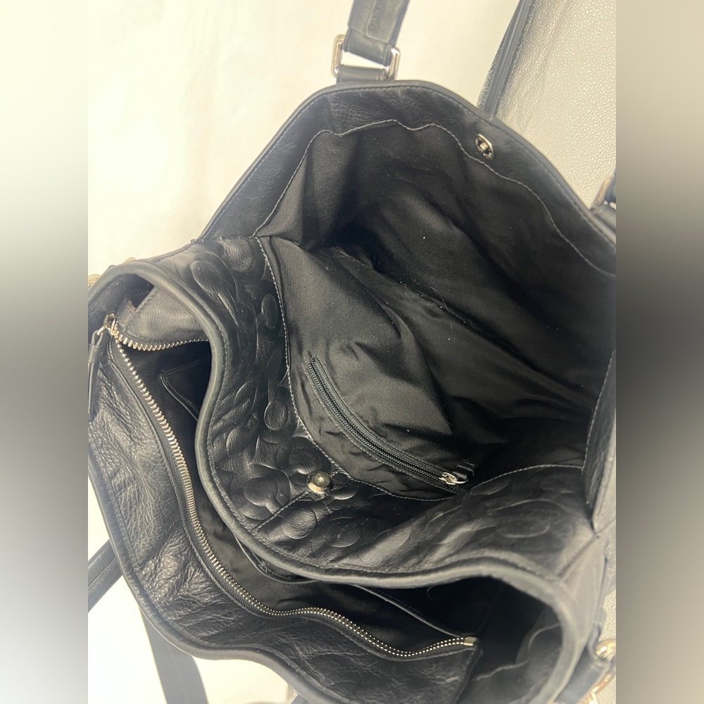 COACH Coach Op Art Leather Business Tote Bag Black Men's - Picture 11 of 14